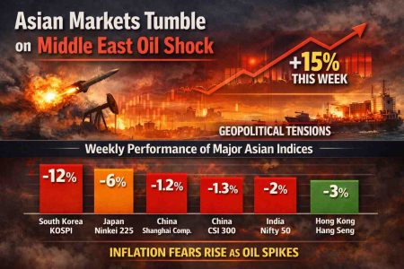 Asian markets tumble on Middle East oil shock