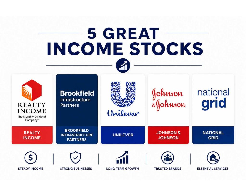 5 great and reliable income stocks for any retirement portfolio