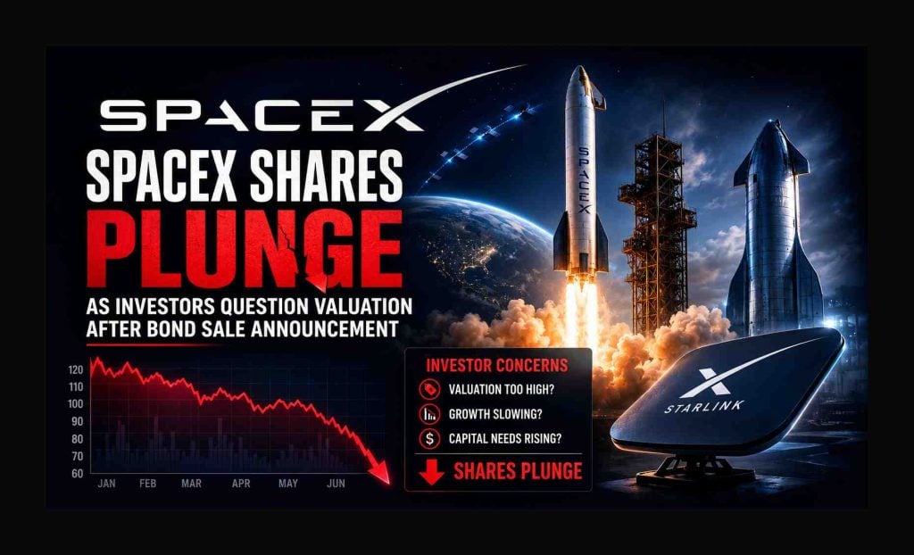 SpaceX shares plunge as investors question valuation after bond sale announcement
