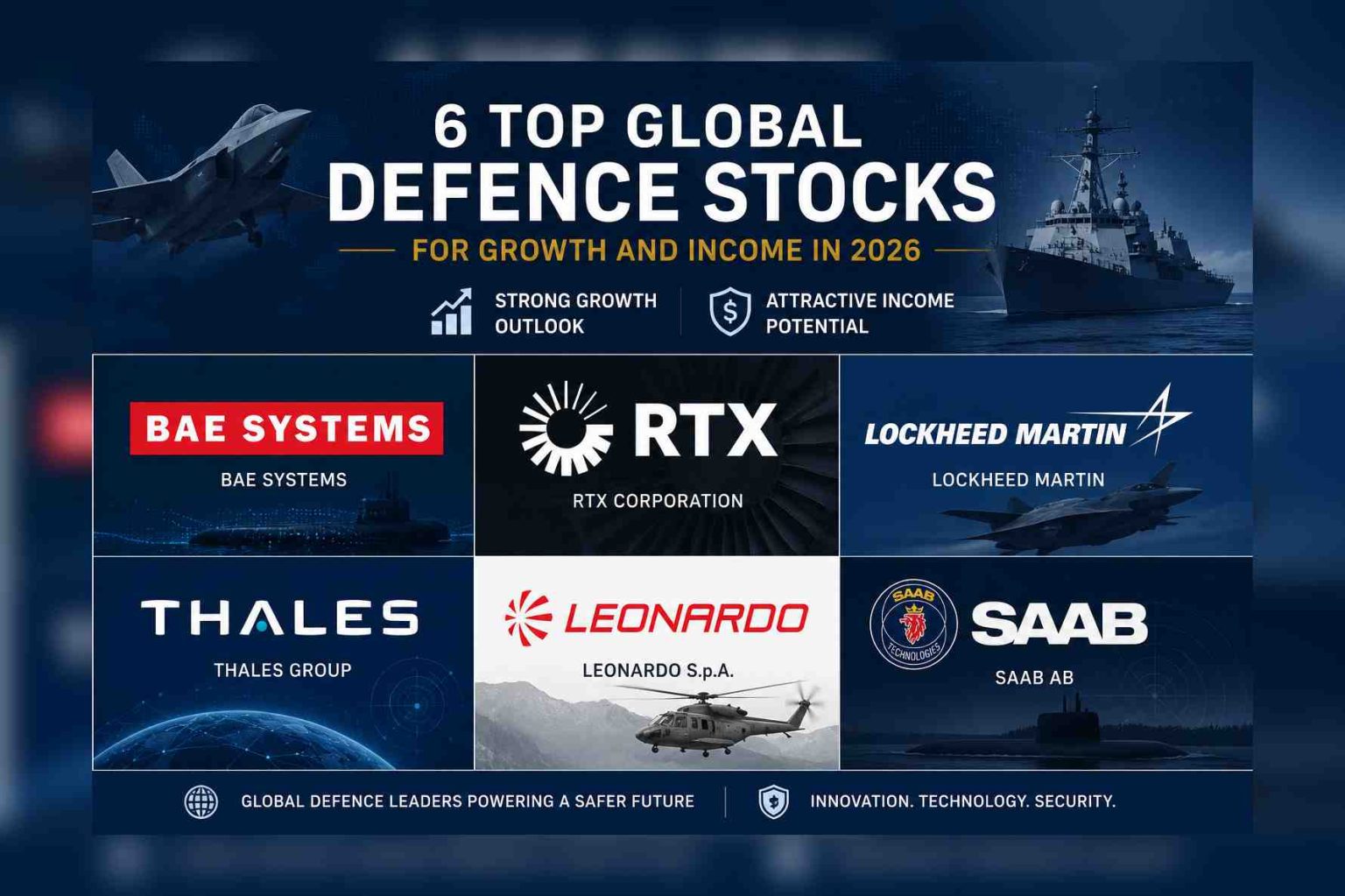 6 top global defence stocks for growth and income in 2026