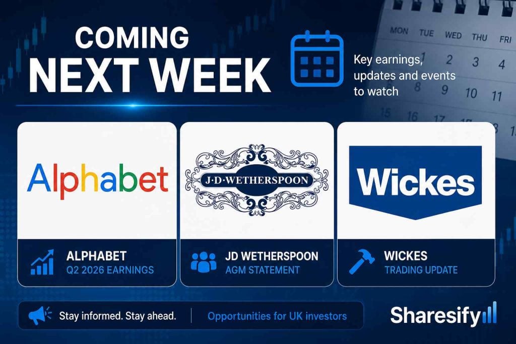 Coming next week: Alphabet, JD Wetherspoon and Wickes