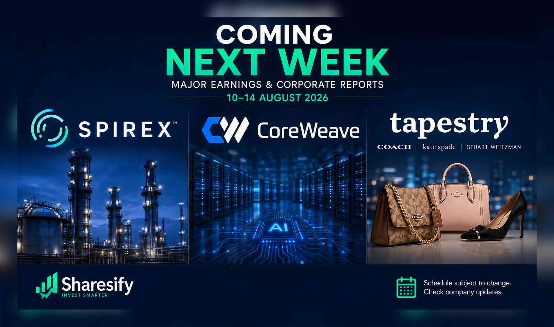 Coming next week: Spirax, CoreWeave, Tapestry